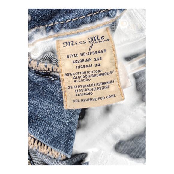 Miss Me Signature Bootcut Jeans Bling Flap Pockets Mid Rise 30 x 34 - Picture 2 of 3